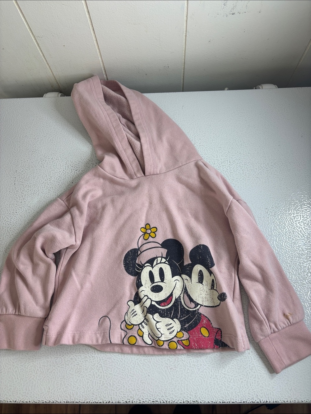 368 - Pink Kids' Hooded Minnie & Mickey Graphic Pullover